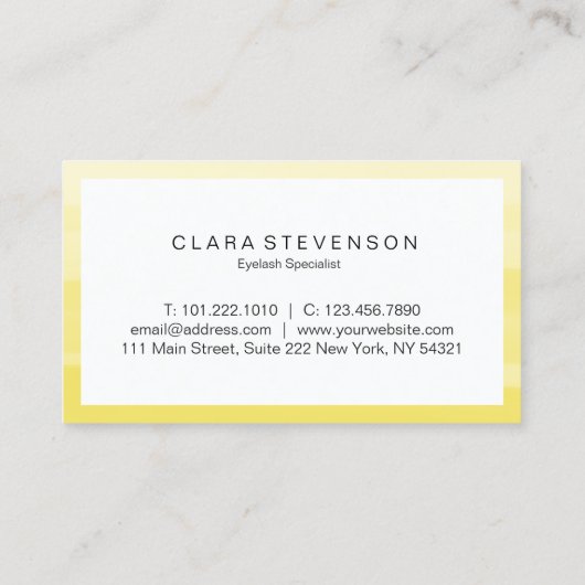 Carte De Visite Mèches jaunes élégantes de traçages d'aquarelle (Dos)