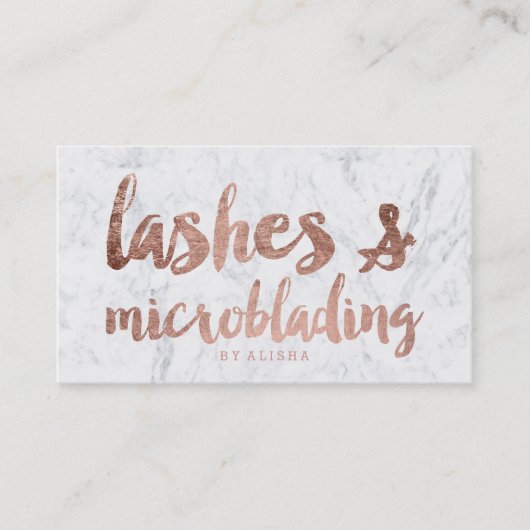 Carte De Visite Mèches microblading le marbre rose de manuscrit (Devant)