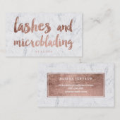 Carte De Visite Mèches microblading le marbre rose de manuscrit (Devant / Derrière)