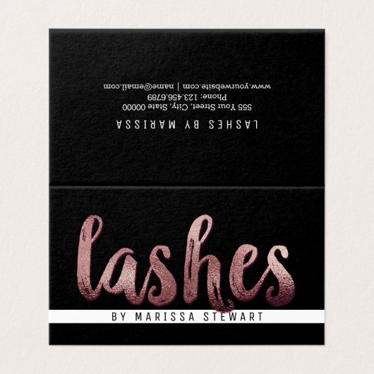 Carte De Visite Mèches simples de traçage d'or rose moderne chic (Extérieur déplié)