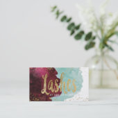 Carte De Visite Mèches turquoises rouges d'or d'aquarelle de (Debout devant)