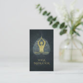 Carte De Visite Médaille de Yoga Black & Gold Foil avec feuille Bo (Debout devant)