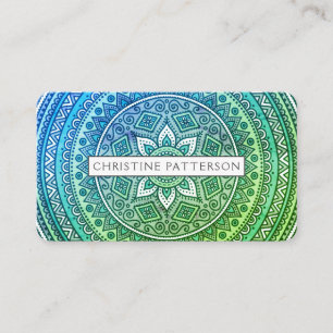 Carte De Visite Médaille de Yoga Vert Motif Mandala