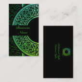 Carte de visite médaille verte chic 4 (Devant / Derrière)