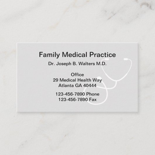 Carte De Visite Médecin de famille simple (Devant)