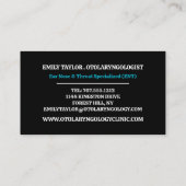 Carte De Visite Médecin de l'oreille, Otolaryngologiste Clinique d (Dos)