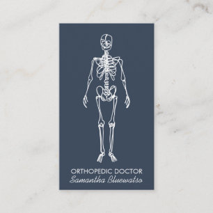 Carte De Visite Médecin orthopédique squelette bleu ardoise foncé
