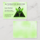 Carte De Visite Médecine alternative Légère Vert Caducée Grande (Devant / Derrière)