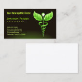 Carte De Visite Médecine alternative Naturopathe Green Caduceus (Devant / Derrière)