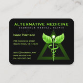 Carte De Visite Médecine alternative unique Vert Caduceus Noir (Devant)