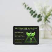 Carte De Visite Médecine alternative unique Vert Caduceus Noir (Debout devant)