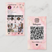 Carte de visite média social code QR Marbre Rose I (Devant / Derrière)