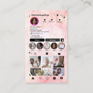 Carte de visite média social code QR Marbre Rose I