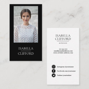 Carte De Visite Médias blancs de Social de photo de noir modèle 