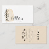 Carte De Visite Médias sociaux Abstraits de la feuille botanique e (Devant / Derrière)