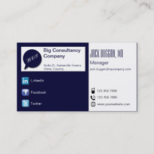 Carte De Visite Médias sociaux centraux dans la marine et la