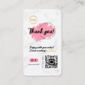 Carte De Visite Médias sociaux Code QR Logo Merci Marbre moderne (Devant)