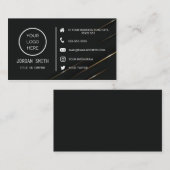 Carte De Visite Médias sociaux en noir et blanc (Devant / Derrière)