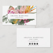 Carte De Visite Médias sociaux floraux tropicaux dynamiques (Devant / Derrière)