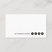 Carte De Visite Médias sociaux minimes en noir et blanc (Dos)
