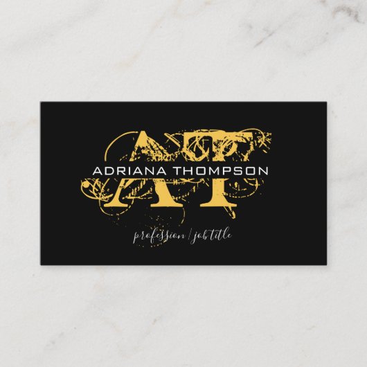 Carte De Visite Médias sociaux modernes en or noir déprimé (Devant)