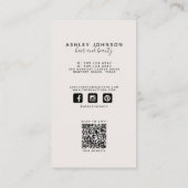 Carte De Visite Médias sociaux modernes QR Code Botanique Blush Bl (Dos)