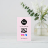 Carte De Visite Médias sociaux modernes QR Code Rose (Debout devant)