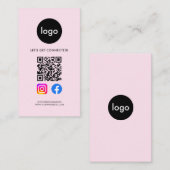 Carte De Visite Médias sociaux modernes QR Code Rose (Devant / Derrière)