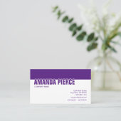 Carte De Visite Médias sociaux modernes violet blanc (Debout devant)