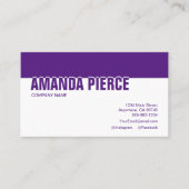 Carte De Visite Médias sociaux modernes violet blanc (Devant)