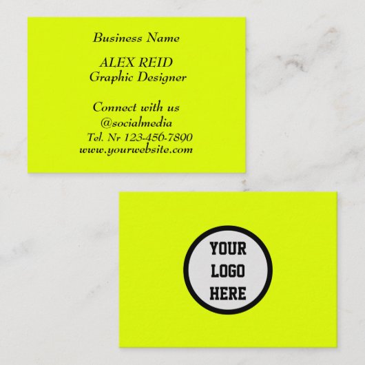 Carte De Visite Médias sociaux Neon moderne moderne Fluorescent Ja (Devant / Derrière)