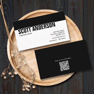 Carte De Visite Médias sociaux noirs et blancs modernes