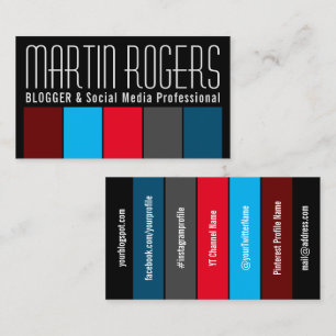 Carte De Visite Médias sociaux professionnel et style de blogger