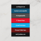 Carte De Visite Médias sociaux professionnel et style de blogger (Dos)