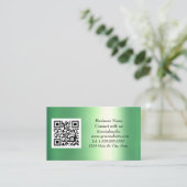 Carte De Visite Médias sociaux QR Code Emerald Green Metallic (Debout devant)