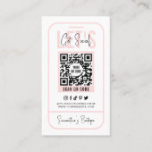 Carte De Visite Médias sociaux QR Code féminin rose moderne (Devant)