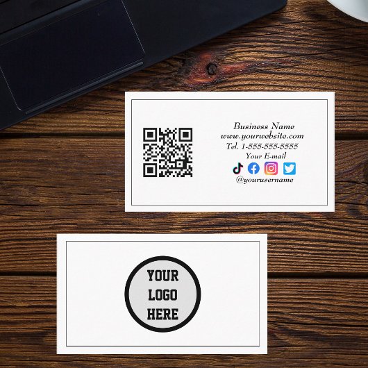 Carte De Visite Médias sociaux QR Code Logo Black Influencer Moder