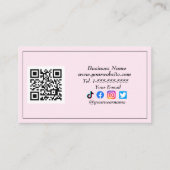 Carte De Visite Médias sociaux QR Code Logo Black Influencer rose (Devant)