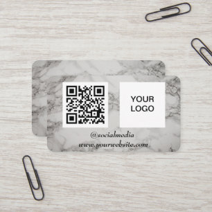 Carte De Visite Médias sociaux QR Code Marbre Moderne Logo d'entre