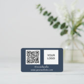 Carte De Visite Médias sociaux QR Code Marine Bleu Professionnel M (Debout devant)