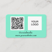 Carte De Visite Médias sociaux QR Code Mint Green Professional (Devant)