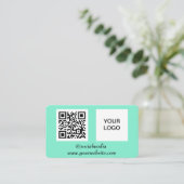 Carte De Visite Médias sociaux QR Code Mint Green Professional (Debout devant)