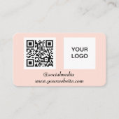 Carte De Visite Médias sociaux QR Code Rose Professionnel Moderne (Devant)