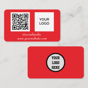 Carte De Visite Médias sociaux QR Code Rouge Professionnel Moderne