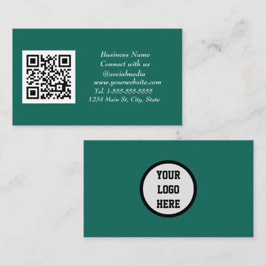 Carte De Visite Médias sociaux QR Code scanner Emerald Green (Devant / Derrière)
