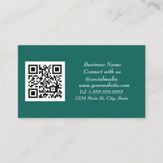 Carte De Visite Médias sociaux QR Code scanner Emerald Green (Devant)