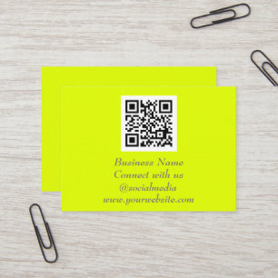 Carte De Visite Médias sociaux QR Code scanner Fluorescent Jaune
