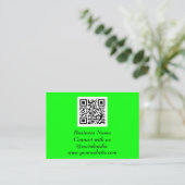 Carte De Visite Médias sociaux QR Code scanner Fluorescent Vert (Debout devant)