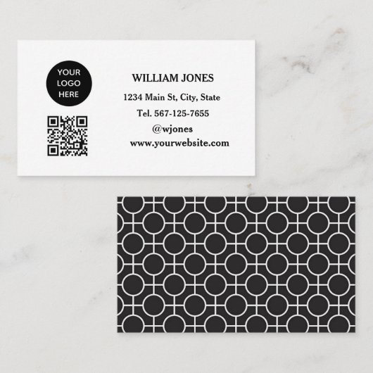 Carte De Visite Médias sociaux QR Code scanner noir moderne (Devant / Derrière)