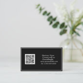 Carte De Visite Médias sociaux QR Code scanner noir professionnel (Debout devant)